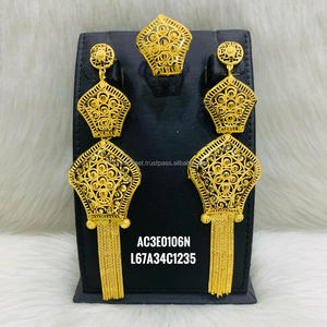 Pendientes de Flores Africanos de Moda para Novia, Chapados en Oro de 24K de 1 Gramo, con Borlas Largas de Filigrana Real, Pendientes Llamativos para Mujer - Product Image 2