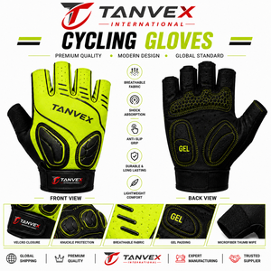 ถุงมือปั่นจักรยาน TANVEX INTERNATIONAL แบบครึ่งนิ้ว ผ้าสแปนเด็กซ์/โพลีเอสเตอร์ผสมผ้าฝ้าย ระบายอากาศได้ดี บุเจลกันลื่น พร้อมแถบตีนตุ๊กแก - Product Image 5