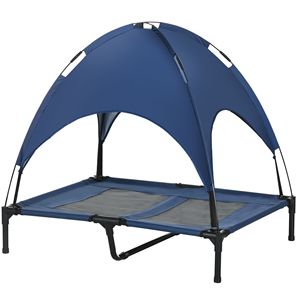 Lettino Portatile per Cani Blu Scuro da 36 Pollici con Tettuccio Parasole Anti-UV, Letto Rialzato per Animali Domestici, Arredo Elegante per Cuccioli - Product Image 1