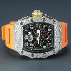 Montre analogique de luxe sport et affaires en acier inoxydable avec mouvement à quartz, tourbillon ETA, diamants VVS glacés et moissanite, 40mm 25mm - Product Image 1