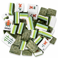 Tuiles de Mahjong en bambou et cuivre avec visages illustrés, ensemble acrylique de 160 pièces pour tables de jeu communautaires