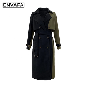 Chaqueta de Mujer de Alta Calidad, Doble Botonadura, Estilo Patchwork, Ecológica, de Secado Rápido, Estilo Británico, Delgada, con Botones Largos, Nueva Moda de Primavera - Product Image 2