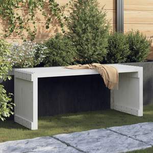 Banc de jardin extensible en pin massif blanc, grand banc de terrasse - Product Image 1