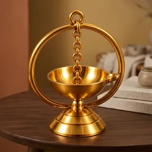 Handcrafted Brass Hanging Diya Traditional Indian <b>Oil</b> <b>Lamp</b> Decorative Pooja Prayer <b>Lamp</b> Temple Home Decor - Product Image 6