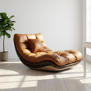 Chaise longue moderne en cuir durable avec rembourrage en mousse, siège individuel, mobilier de luxe pour salon et hôtel - Product Image 4