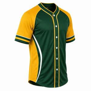 Adult <b>Button</b> Front Baseball Jersey Breathable Stitch Detail Athletic Top Contrast Piping Baseball Collar Heat-Transfer Printed - Product Image 3