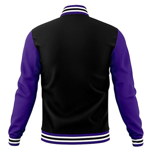 Custom Wholesale High Quality Two Tone Black Purple Varsity <b>Jacket</b> Unisex College Baseball Letterman <b>Jackets</b> Men Bomber Coat - Product Image 3