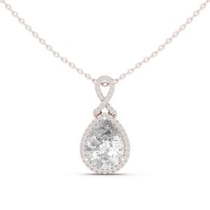 Collier pendentif en argent plaqué avec moissanite taille poire et halo de moissanite, bijou de fiançailles pour femme en argent sterling - Product Image 1