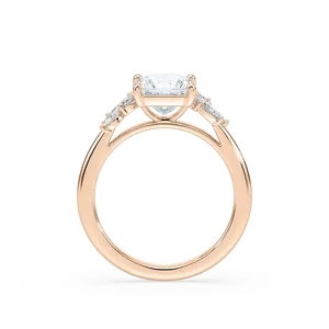 Anillo de compromiso con diamante de un quilate con corte princesa y piedra lateral en forma de trébol, elegante y clásico, joyería para mujer, artesanía fina y atemporal. - Product Image 2