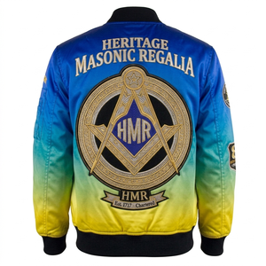 Blouson Bomber d'Hiver pour Membres de la Franc-Maçonnerie avec Col Montant et Broderies Multi-Patchs, Régalia Héritage, Style Universitaire Unisexe - Product Image 6