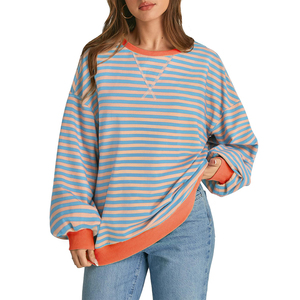 Sweat-shirts d'hiver pour femmes, manches longues, col rond, décontractés, en tricot uni, 100% coton, molleton écologique, confortables, logo personnalisé sur le devant - Product Image 1