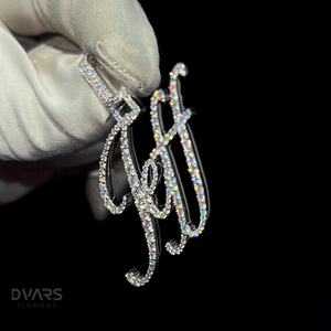 Pendentif personnalisé en argent sterling 925 plaqué or avec initiale en diamant Dvars, bijoux de luxe hip-hop sertis de moissanite, nom personnalisé - Product Image 6