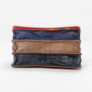 Portefeuille en cuir de vachette véritable de grande capacité, décontracté et élégant, couleur marron, avec fermeture éclair, imperméable, porte-cartes, design patchwork - Product Image 5