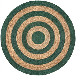 Alfombra Redonda Trenzada de Yute Natural Verde Oscuro, Alfombra Hecha a Mano para Piso de Casa de Campo, Decoración Rústica para Sala de Estar y Dormitorio - Product Image 2