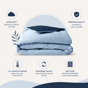 Luxury 250 GSM Dual Tone Sky Blue & Navy Blue Polymix Fabric Comforter Ultra Soft Breathable All Season <b>Quilt</b> Hotel Home <b>Bedding</b> - Product Image 1