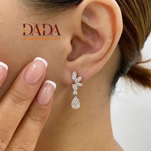 Pendientes Florales con Diamantes Cultivados en Laboratorio, Corte Marquesa y Pera, Joyería Fina de Diseño Elegante para Cada Ocasión - Product Image 2