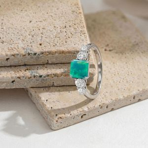 Genuine Green <b>Opal</b> <b>Ring</b> 925 Sterling <b>Silver</b> Square Octagon <b>Opal</b> Engagement <b>Ring</b> Unique October Birthstone Gift - Product Image 4