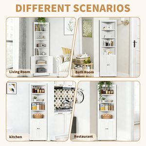 Gabinete de Almacenamiento Esquinero de 71 Pulgadas de Alto con 2 Puertas y 5 Estantes Ajustables, Gabinete de Cocina Metálico Independiente - Product Image 4