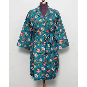 Camisón Kimono Bohemio de Algodón para Mujer, Estilo Indio, Largo hasta la Rodilla, con Cinturón y Botones Decorativos, Moderno y Natural - Product Image 4