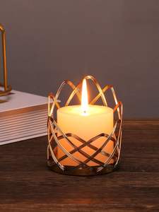 Portavelas Metálico para Decoración de Mesa en Restaurantes, Mejora el Ambiente de la Cena con la Suave Luz de las Velas - Product Image 2