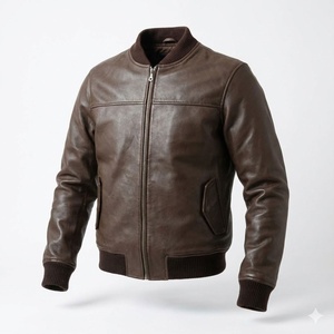 Nouvelles vestes en cuir de couleur unie pour hommes, col montant, style motard, avec détails diamantés - Product Image 1