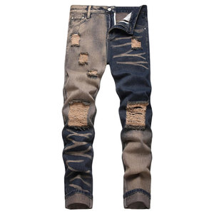 Hot Sale New <b>Men</b> Fashion <b>Jeans</b> Denim Fabric <b>Men's</b> Distressed Trouser Breathable Distressed Denim Pants <b>Men's</b> Distressed Trouser - Product Image 1