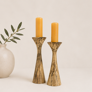 Handcrafted Spalted Beech Wooden <b>Candle</b> Holder Set Elegant <b>Tapered</b> Candlestick Stands For Rustic Home Decor & Wedding Centertop - Product Image 3