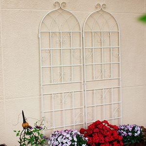 Set di 4 Tralicci da Giardino in Metallo Antiruggine Bianco Crema 180 cm x 50 cm Supporto per Fiori da Esterno per Piante Rampicanti - Product Image 2