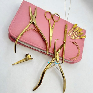Hair <b>Extension</b> Micro <b>Beads</b> Link and Removal Plier Gold Plasma Stainless Steel Hair <b>Extension</b> Tools Kit with Pink Case and LOGO - Product Image 5