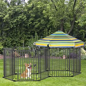 Recinto per Animali Domestici con Motivo a Tinta Unita per Cani di Piccola e Media Taglia, 120 cm di Altezza con Porta e Copertura Rimovibile, per Uso Interno ed Esterno, Adatto anche per Maiali - Product Image 2