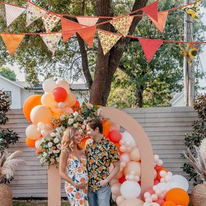 Guirlande de 32 pieds en coton à motifs floraux orange, drapeaux triangulaires, bannière de décoration pour fête d'automne et Thanksgiving - Product Image 5