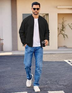 Mens Light Cotton Bomber <b>Jacket</b> Flight Casual Softshell Varsity | Lightweight <b>Zip</b> <b>Up</b> <b>Jackets</b> ,Soft Breathable Fabric - Product Image 4