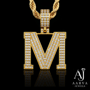 Collier unisexe plaqué argent or rose/or avec pendentif lettre A en moissanite style hip-hop et breloque effet glaçon - Product Image 3