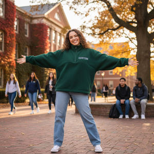 Women's Cotton Eco-Friendly Anti-Shrink Breathable Winter Fleece Fraternity <b>Mock</b> Neck Sequined Front Sweatshirt Custom 2026 - Product Image 5