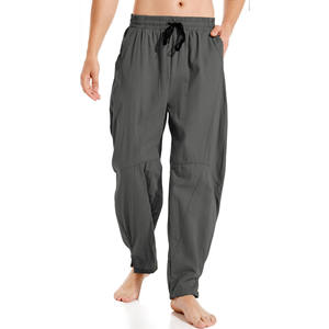 Men's <b>Trousers</b> Linen Lightweight Spring Casual <b>Drawstring</b> Elastic Waist Wide Leg Solid Color Comfortable Full-Length Men's Pants - Product Image 2