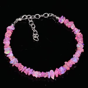 AAA Ethiopian Pink Opal <b>Bracelet</b> Raw Gemstone Chips Handmade Jewelry Wholesale Bulk Supply - Product Image 4