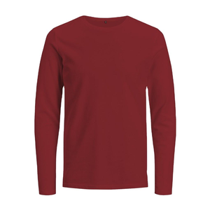 T-shirt à manches longues pour homme, tricoté, couleur unie, col rond, coupe classique, décontracté, respirant, en spandex/polyester, devant uni, séchage rapide - Product Image 2