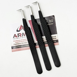 Pinzas Profesionales para Extensión de Pestañas, Tipo L, con Recubrimiento Negro Mate, Punta Plateada, Volumen para Pestañas, Sostenibles, Gran Venta - Product Image 3