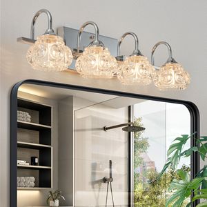Lámpara de Baño Elegante de 23 Pulgadas con 4 Luces, Pantallas de Vidrio Transparente, Acabado en Níquel, Estilo Cristal Vintage (Bombillas No Incluidas) - Product Image 1