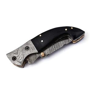 Couteau de poche artisanal en acier Damas de qualité industrielle Jexmoo, avec étui en cuir, idéal pour un cadeau d'anniversaire ou un cadeau pour témoin de mariage - Product Image 4