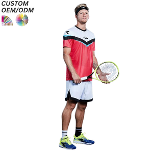 Ropa de Tenis de Alto Rendimiento para Hombre, Camiseta y Pantalones Cortos, 100% Poliéster, Logotipo Frontal, Secado Rápido, Ropa para Partidos, Soporte OEM ODM, Venta al Por Mayor - Product Image 1