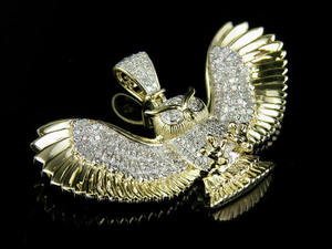 Collar con Colgante de Búho Volador con Diamantes Incrustados y Alas Extendidas |   Joyería Hip Hop Bling con Diseño Animal para Unisex - Product Image 2