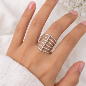 925 Sterling Silver Minimalist Band <b>Ring</b> Handmade Bohemian Wedding Band Simple Stackable <b>Ring</b> Fine Jewelry for Women - Product Image 2