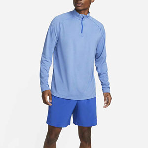 Nouveauté 2026 T-shirt pour hommes en polyester uni à manches longues, col tricoté, vierge pour sublimation et broderie, style décontracté - Product Image 3