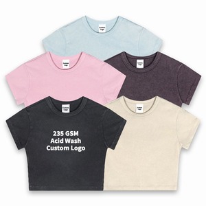 Camisetas Crop Top Personalizadas con Logotipo OEM, 220 g/m², Corte Ajustado, 100% Algodón Orgánico, Ecológicas, Camisetas Sexys para Mujer - Product Image 1