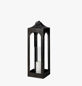 Wholesale Black Metal Tall Candle Holder Arch Design <b>Hurricane</b> Lamp Glass Cylinder Insert Floor Decorative <b>Lantern</b> Home Decor - Product Image 1