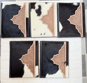 New Hair On Hide Cowhide Leather Business Planner Portfolio High Quality File <b>Folder</b> Document <b>Folder</b> Binder With <b>Card</b> Holder - Product Image 6