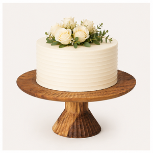 Handcrafted Wood <b>Cake</b> <b>Stand</b> with Scalloped Edge Eco-Friendly Rustic Wooden Dessert Pedestal For Wedding Party And Home Decor - Product Image 6