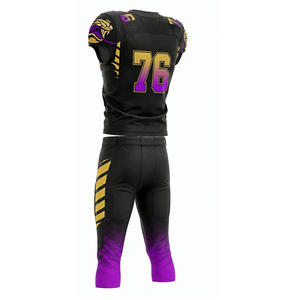 Conjunto de Uniforme de Fútbol Americano Personalizado para Hombre, Color Negro con Degradado Morado, Número 76, Cuello en V, Transpirable - Product Image 5
