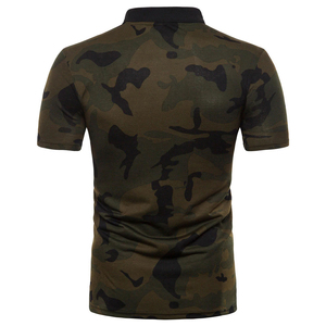 Polo de Punto con Estampado de Camuflaje para Hombre, Manga Corta, Corte Regular, Informal, Transpirable, de Poliéster - Product Image 1